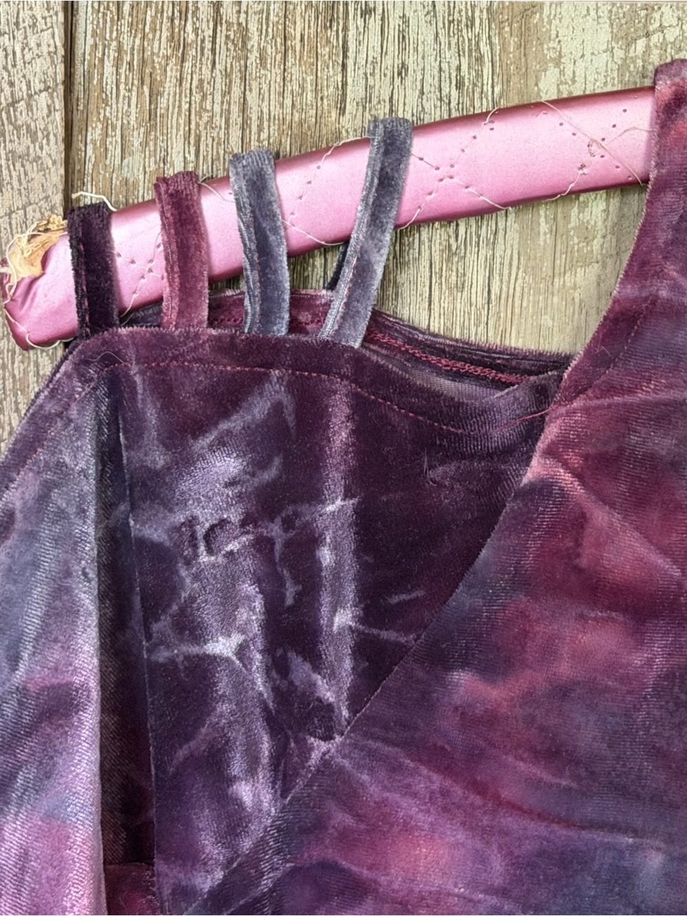 Women’s Purple Tie-Dye Crushed Velvet Cold-Shoulder Top - Picture 11 of 15